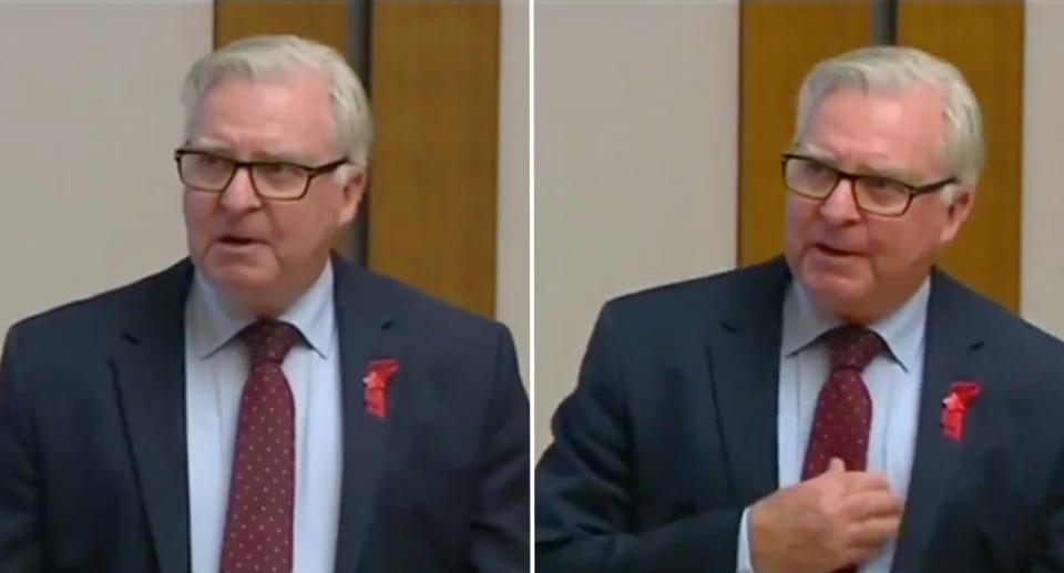 NSW Labor MP Chris Hayes collapsed in Parliament on Thursday afternoon while delivering a heartfelt speech about the sexual abuse of children. Source: 7News