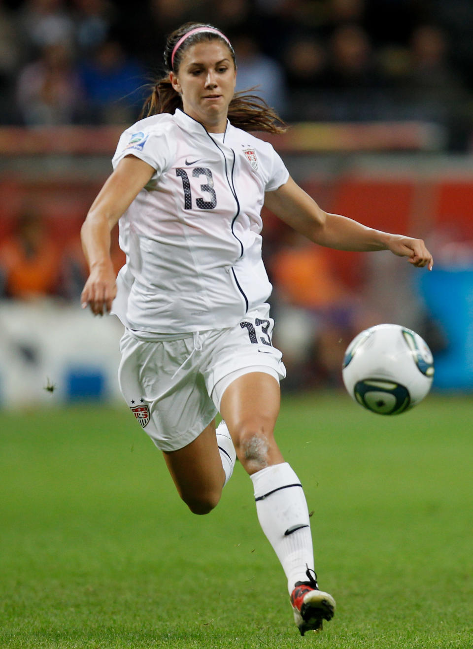 FRANKFURT AM MAIN, GERMANY - JULY 17: Alex Morgan of the USA runs with the ball during the FIFA Women's World Cup Final match between Japan and USA at the FIFA World Cup stadium Frankfurt on July 17, 2011 in Frankfurt am Main, Germany. (Photo by Friedemann Vogel/Getty Images)