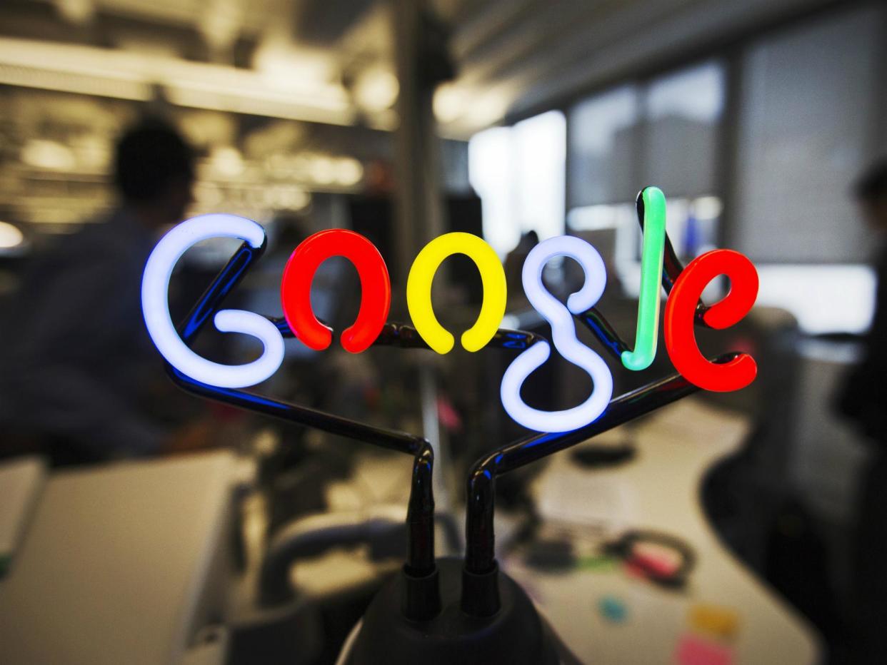 A neon Google logo is seen at the new Google office in Toronto, November 13, 2012: REUTERS/Mark Blinch