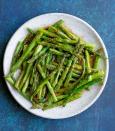 <p>Nutritious and simple, asparagus is a healthy and festive side to go with heavier Thanksgiving day foods. This air fryer recipe from <a href="https://www.wholesomelicious.com/air-fryer-asparagus/" rel="nofollow noopener" target="_blank" data-ylk="slk:Wholesomelicious" class="link ">Wholesomelicious </a>has good fats from ghee and coconut aminos to work well for the keto diet.</p>