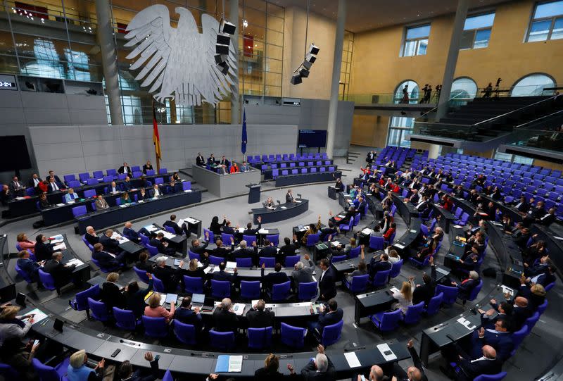 Session of the German lower house of parliament or the Bundestag