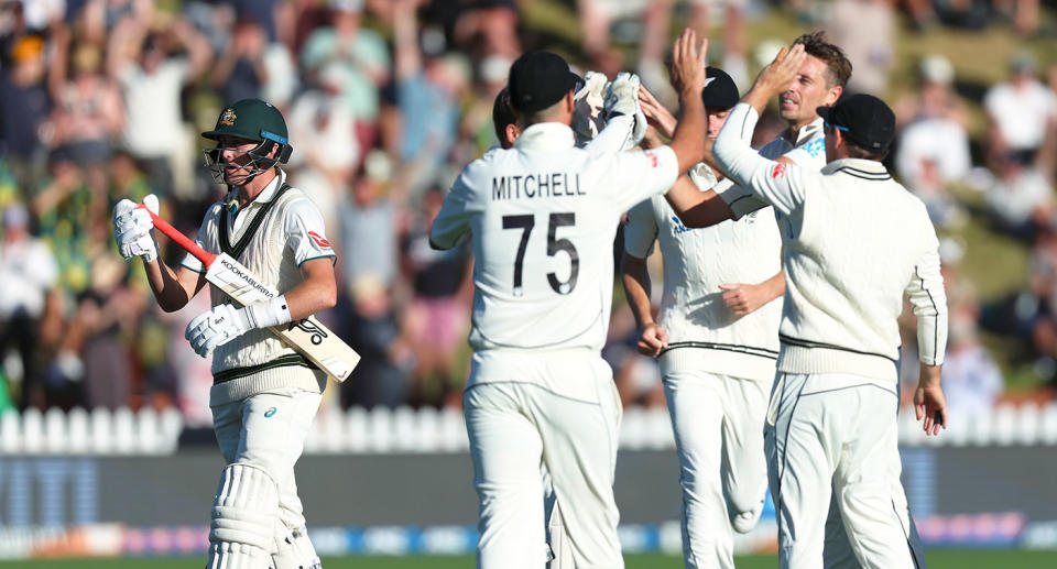 Seen here, Marnus Labuschagne walks off after getting out cheaply against New Zealand.