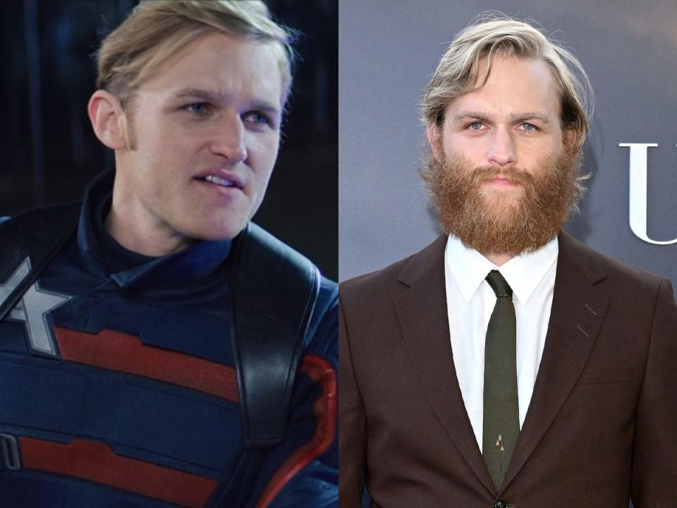 Wyatt Russell as John Walker/US Agent in "The Falcon and the Winter Soldier, and at the premiere of "Under The Banner Of Heaven" at Hollywood Athletic Club.