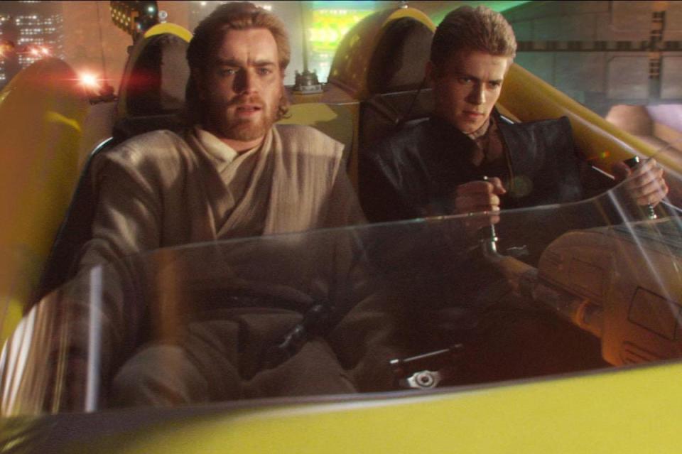 Obi-Wan Kenobi and his apprentice Anakin Skywalker in Attack of the Clones
