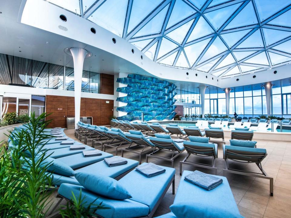 Beach chairs inside of the adults only section of the Celebrity Edge