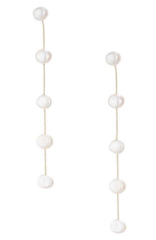 9) Ettika Dripping Freshwater Pearl Linear Drop Earrings