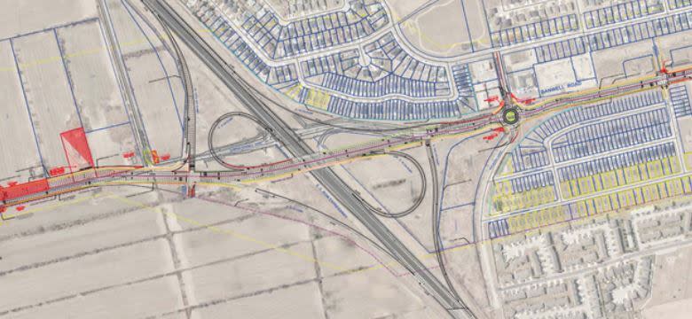 Plans for the interchange at Banwell Road and E.C. Row Expressway as laid out in a 2016 Environmental Assessment.