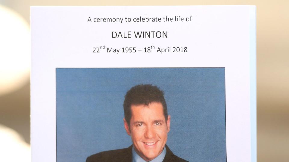 The order of service for the funeral of Dale Winton in May 2022