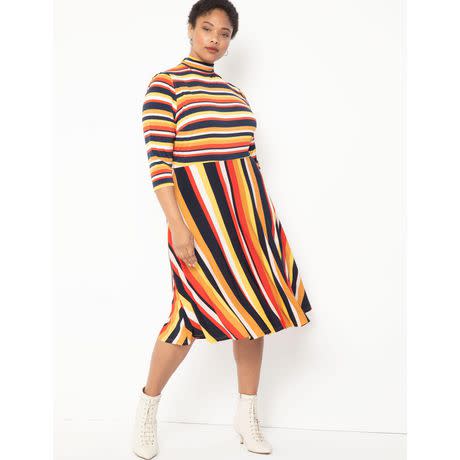 ELOQUII Elements Women's Plus Size Printed Fit and Flare Dress (Photo via Walmart)