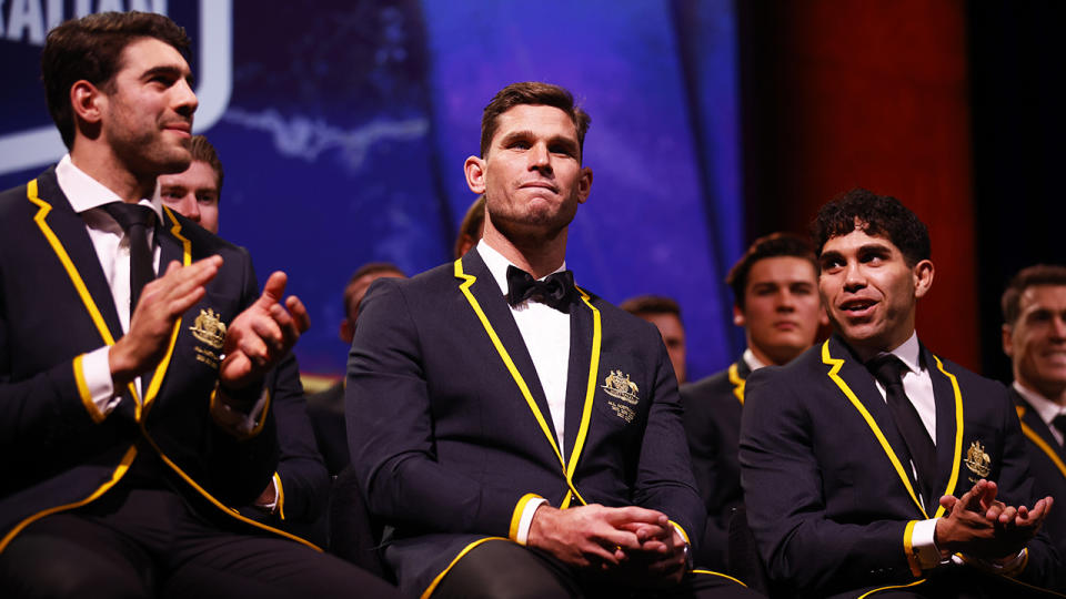 Tom Hawkins, pictured here after being named captain of the AFL's 2022 All-Australian team.