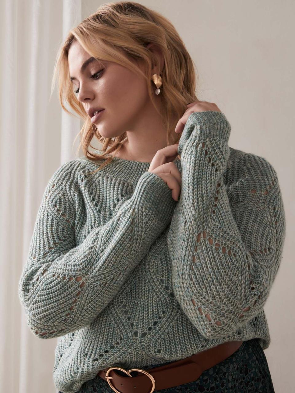 Pointelle-Knit Cocoon Sweater