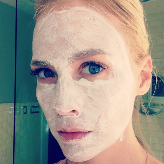 January Jones’ Face Mask Selfie