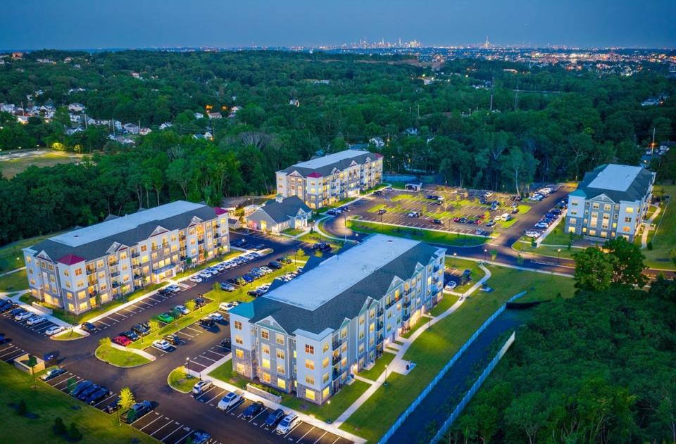 Aerial view of Molly Brook on Belmont, a 180-unit residential complex on Belmont Avenue.