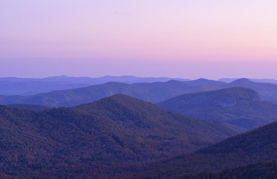 File: At certain times of day the mountains do look blue. This is Brevard, North Carolina near Asheville.