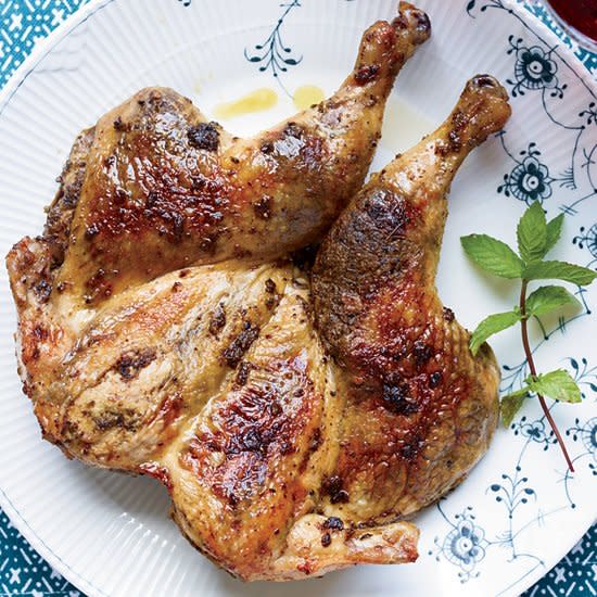 Butter-Roasted Chicken with Cilantro and Mint