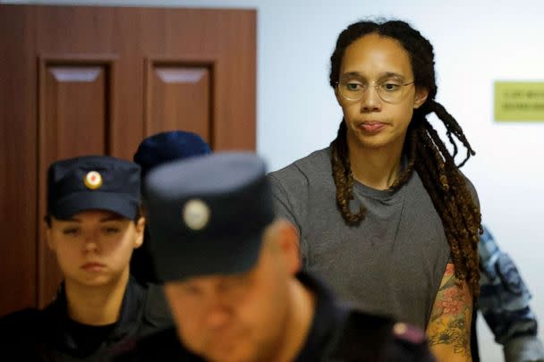 PHOTO: Brittney Griner walks after the court's verdict in Khimki, Russia Aug. 4, 2022. (Evgenia Novozhenina/Reuters)