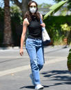 <p>Emmy Rossum goes casual for an errand run in Los Angeles on Friday.</p>