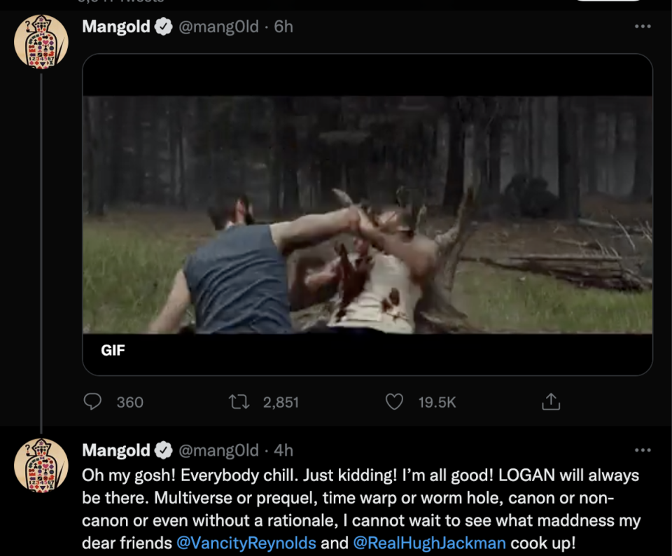 James Mangold was forced to clarify his stance on the news Hugh Jackman was returning as Wolverine (Twitter)