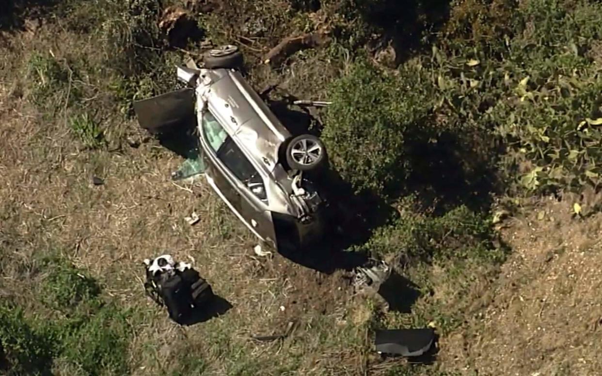 The site of the crash in Rolling Hills Estates in Southern California - AP