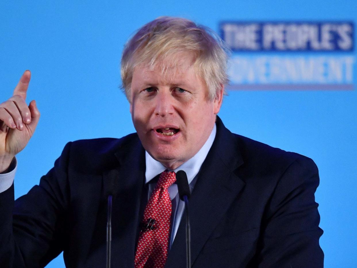 Boris Johnson delivers his victory speech after winning a majority in the general election: Reuters