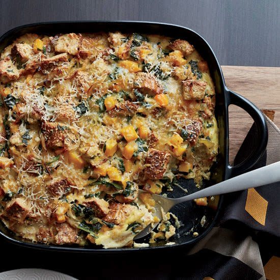 Butternut Squash and Kale Strata with Multigrain Bread