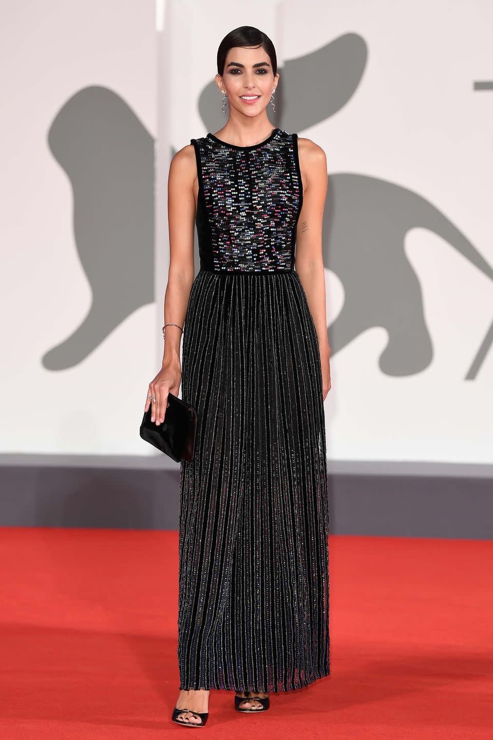 <p><strong>6 September </strong>Rocio Munoz Morales in a shimmering pleated gown. </p>