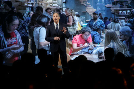 Starbucks Chairman and CEO Howard Schultz delivers remarks at the Starbucks 2016 Investor Day in Manhattan, New York, U.S. December 7, 2016. REUTERS/Andrew Kelly