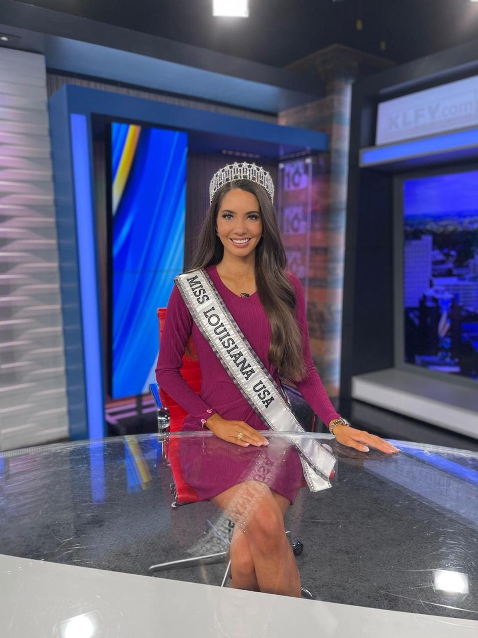 Sylvia Masters poses in the KLFY-TV newsroom in Lafayette, where she works as a morning anchor. She was crowned Miss Louisiana USA on Saturday.
