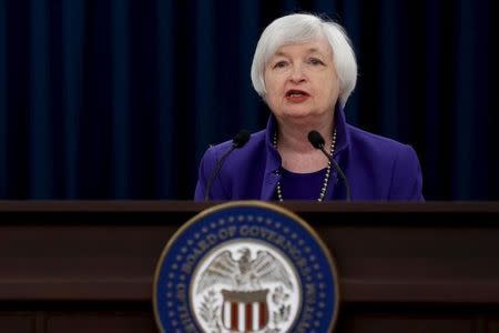 U.S. Federal Reserve Chairman Janet Yellen holds a news conference to announce raised interest rates in Washington December 16, 2015. REUTERS/Jonathan Ernst
