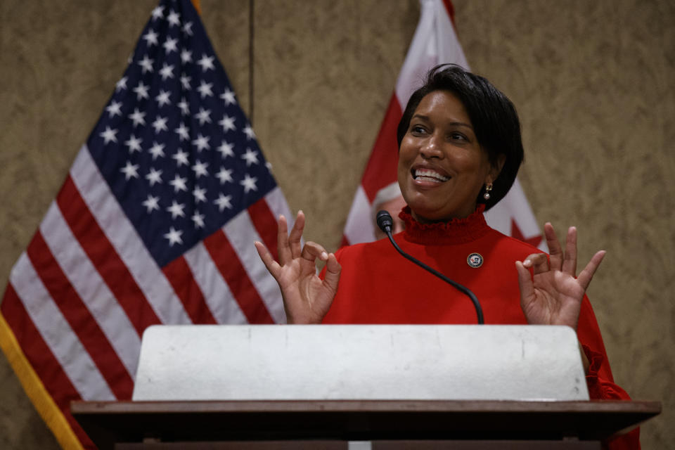 District of Columbia Mayor Muriel Bowser speaks during a news conference on Capitol Hill in Washington, Thursday, June 25, 2020, about D.C. statehood. (AP Photo/Carolyn Kaster)