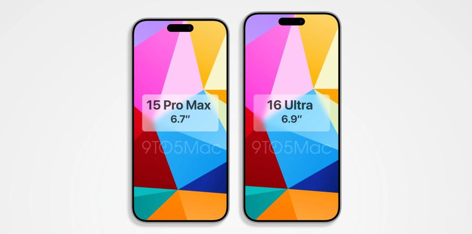 iphone 16 ultra cad designs next to iphone 15 pro max