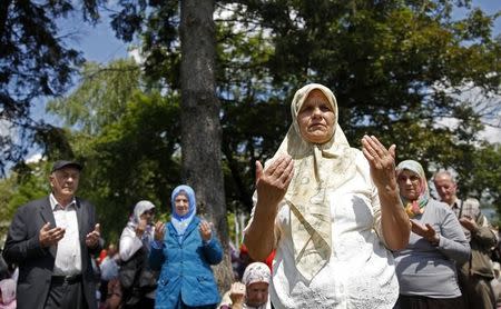 People pray during opening ceremony of Ferhadija mosque in Banja Luka, May 7, 2016. REUTERS/Dado Ruvic