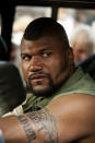 NOW: <a href="http://movies.yahoo.com/movie/contributor/1809859793" data-ylk="slk:QUINTON 'RAMPAGE' JACKSON;elm:context_link;itc:0;sec:content-canvas" class="link ">QUINTON 'RAMPAGE' JACKSON</a> Many big names (and big guys) were considered for the iconic role of B.A. Baracus, but it went to former UFC champ Quinton "Rampage" Jackson. He had his first successes in mixed martial arts in Japan's Pride Fighting Championship. He made his UFC debut in 2007, and his MMA record stands at 30 wins and 8 losses, with 14 knockouts. Jackson made his acting debut in 2005's "Confessions of a Pit Fighter," and appeared in the horror flick "Midnight Meat Train" (which starred future teammate Bradley Cooper) in 2008. Appropriately, Jackson is known for wearing a large chain around his neck before fights, but unlike the other B.A., his is made of steel, not gold.