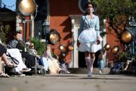 Models present creations during the Bora Aksu catwalk show at London Fashion Week 2020, in London