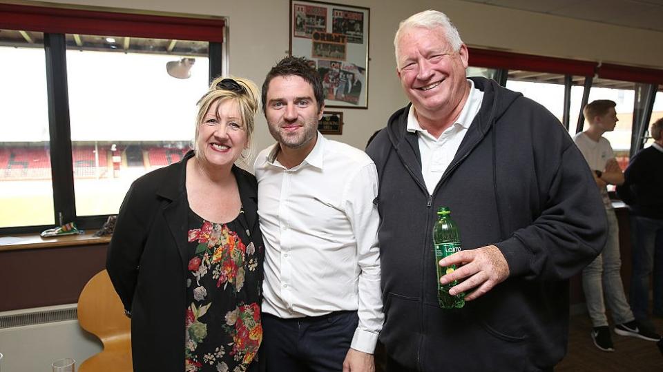 George Gilbey, Linda Gilbey and Pete McGarry standing together