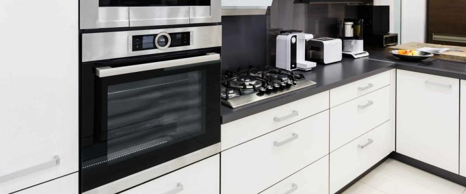 Modern luxury hi-tek black and white kitchen interior, clean design