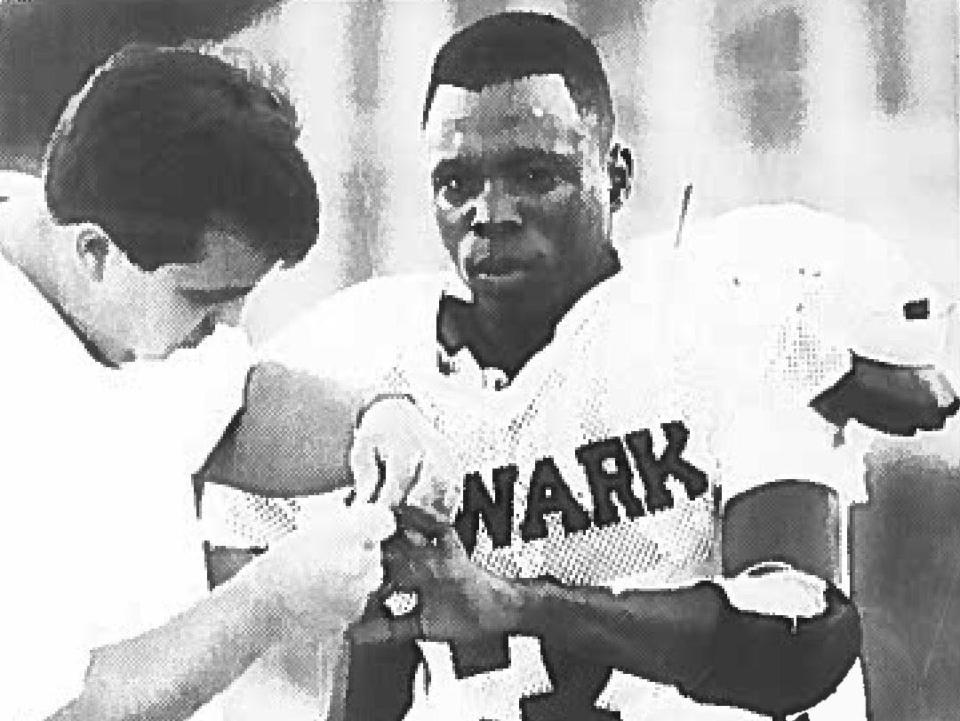 Newark's Ernest "Butch" Patrick holds the indoor track and field state record for the high jump with a jump of 7'0".