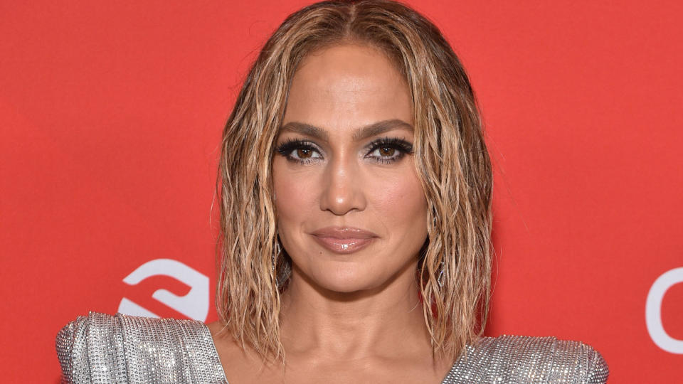 J.Lo rocked a rhinestone-studded mask, and we're all for it. (Photo: Getty)