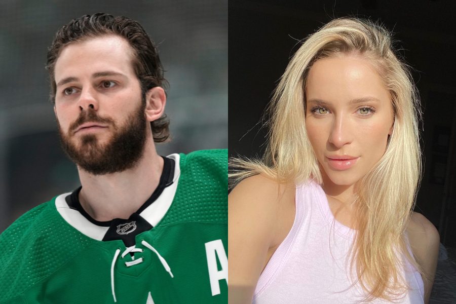 Canadian NHLer Tyler Seguin and wife Kate are expecting their first baby. (Photos via Getty and Instagram)