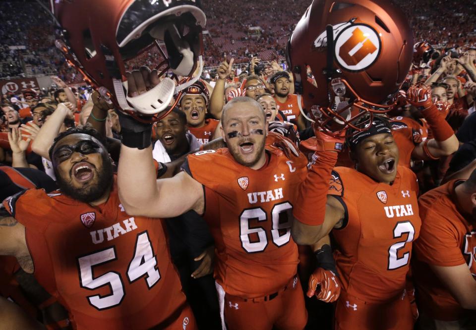 J.J. Dielman (66) is a three-year starter on the offensive line for Utah. (AP Photo/Rick Bowmer)