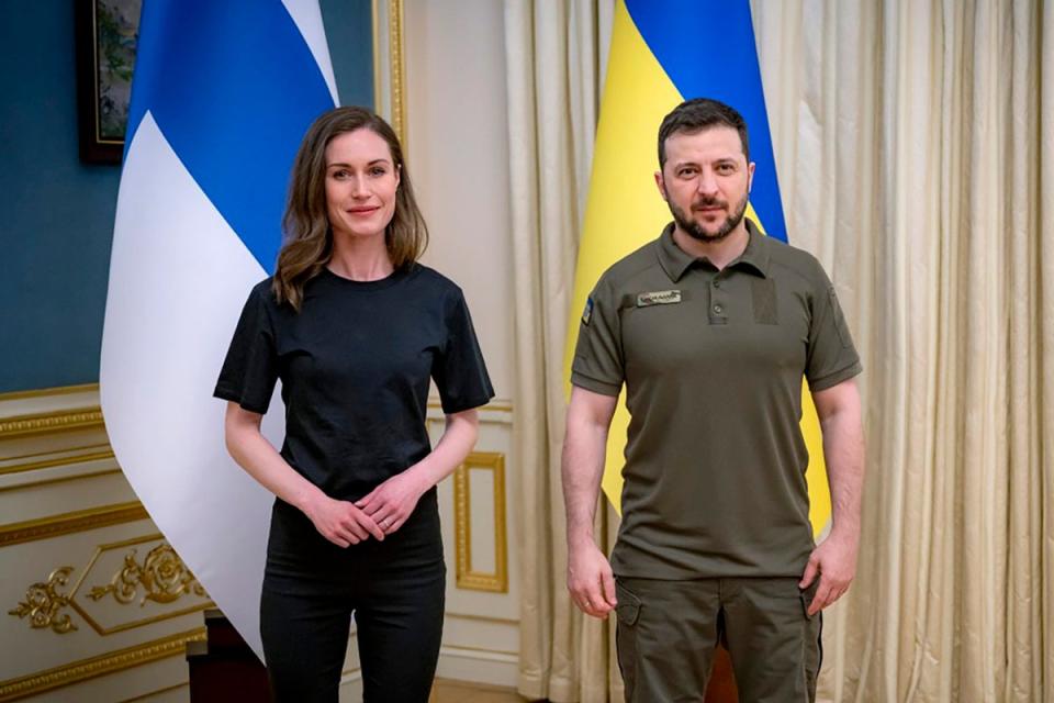 Sanna Marin with Ukrainian president Volodymyr Zelensky (Ukrainian Presidential Press Office)