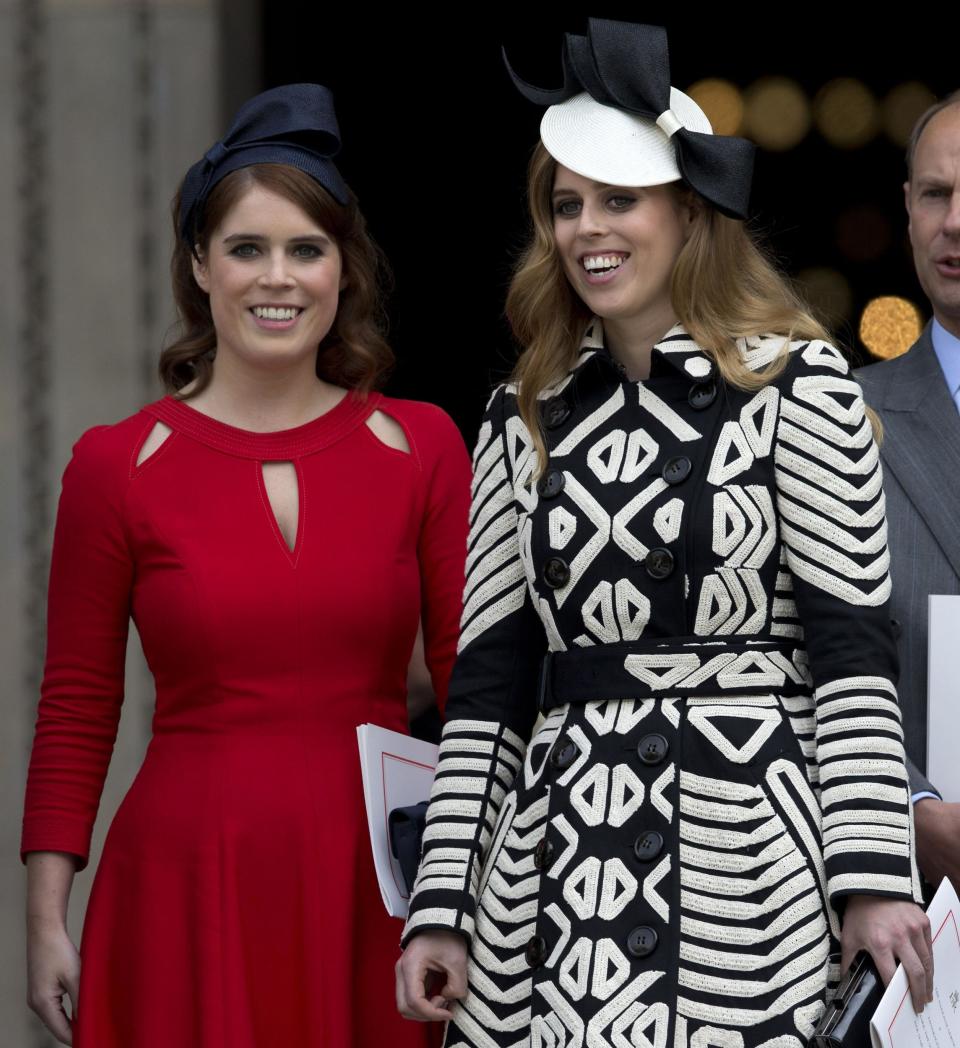 Princess Beatrice and Princess Eugenie attend the 90th birthday celebrations for the Queen in June 2016 (Getty Images)