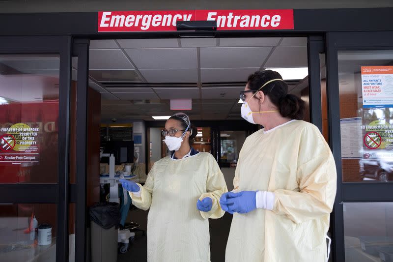 FILE PHOTO: Triage units are set up outside Michigan hospitals