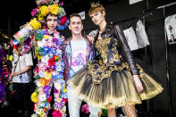 <p>MILAN, ITALY – SEPTEMBER 21: Jeremy Scott (C) and models are seen backstage ahead of the Moschino show during Milan Fashion Week Spring/Summer 2018 on September 21, 2017 in Milan, Italy. (Photo by Tristan Fewings/Getty Images for MOSCHINO)</p>