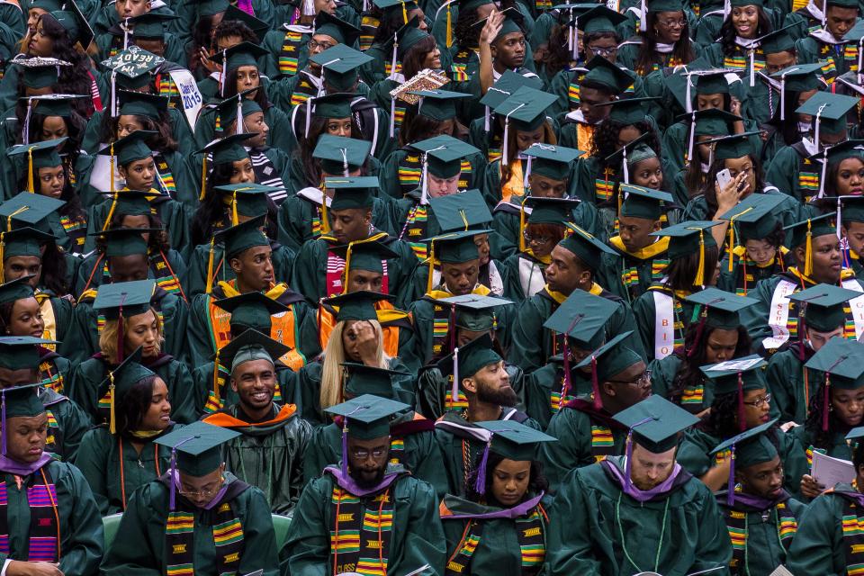 Moments from Florida A&M University's graduation ceremony on Saturday at the Al Lawson Multipurpose Gymnasium.