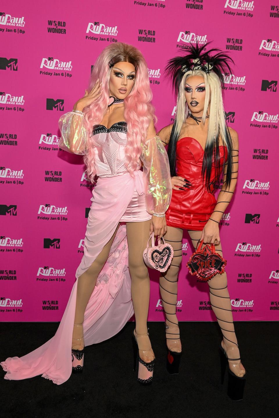Sugar and Spice at the "RuPaul's Drag Race" season 15 premiere on January 5, 2023.