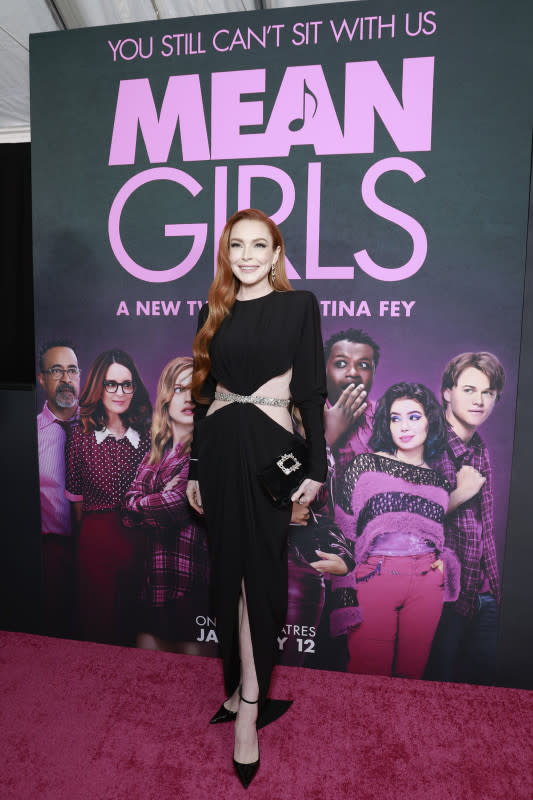NEW YORK, NEW YORK - JANUARY 08: Lindsay Lohan attends the Global Premiere of "Mean Girls" at the AMC Lincoln Square Theater on January 08, 2024, in New York, New York. (Photo by Jason Mendez/Getty Images for Paramount Pictures)<p>Jason Mendez/Getty Images</p>
