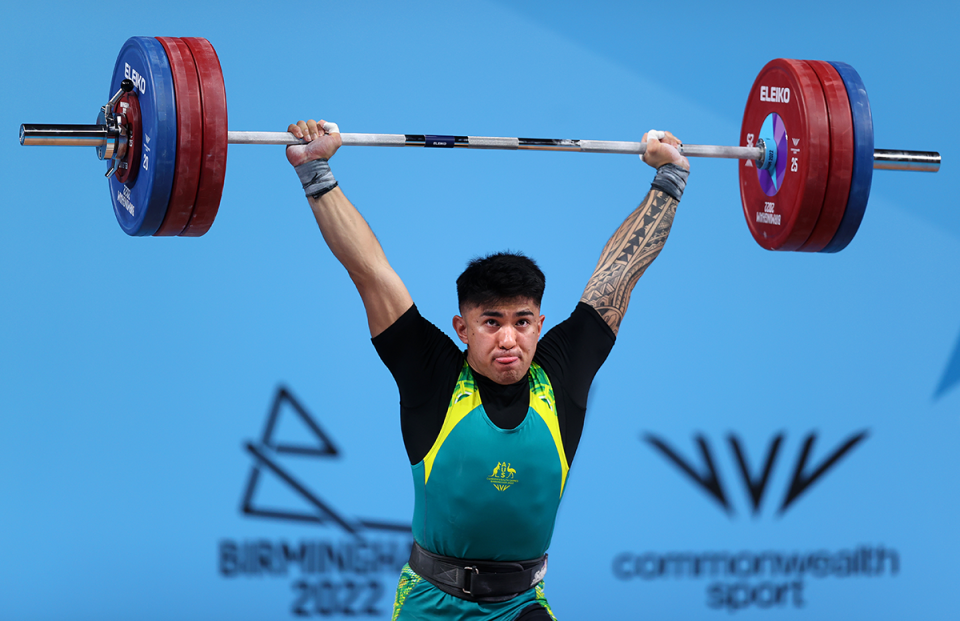 Ridge Barredo weightlifting at the 2022 Commonwealth Games in Birmingham.