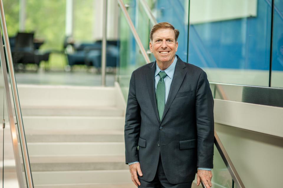 Dr. Hershey Bell is shown here in Methodist University's McLean Health Sciences Building.  Bell was recently hired as founding dean of the planned MU medical school, scheduled to open in 2026 on the campus of Cape Fear Valley Medical Center.