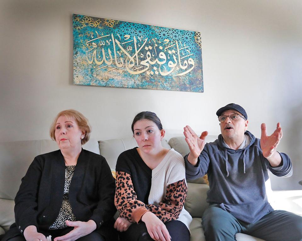 From left, Victoria, Laila and Mohammad El-Shrafi, of Braintree.